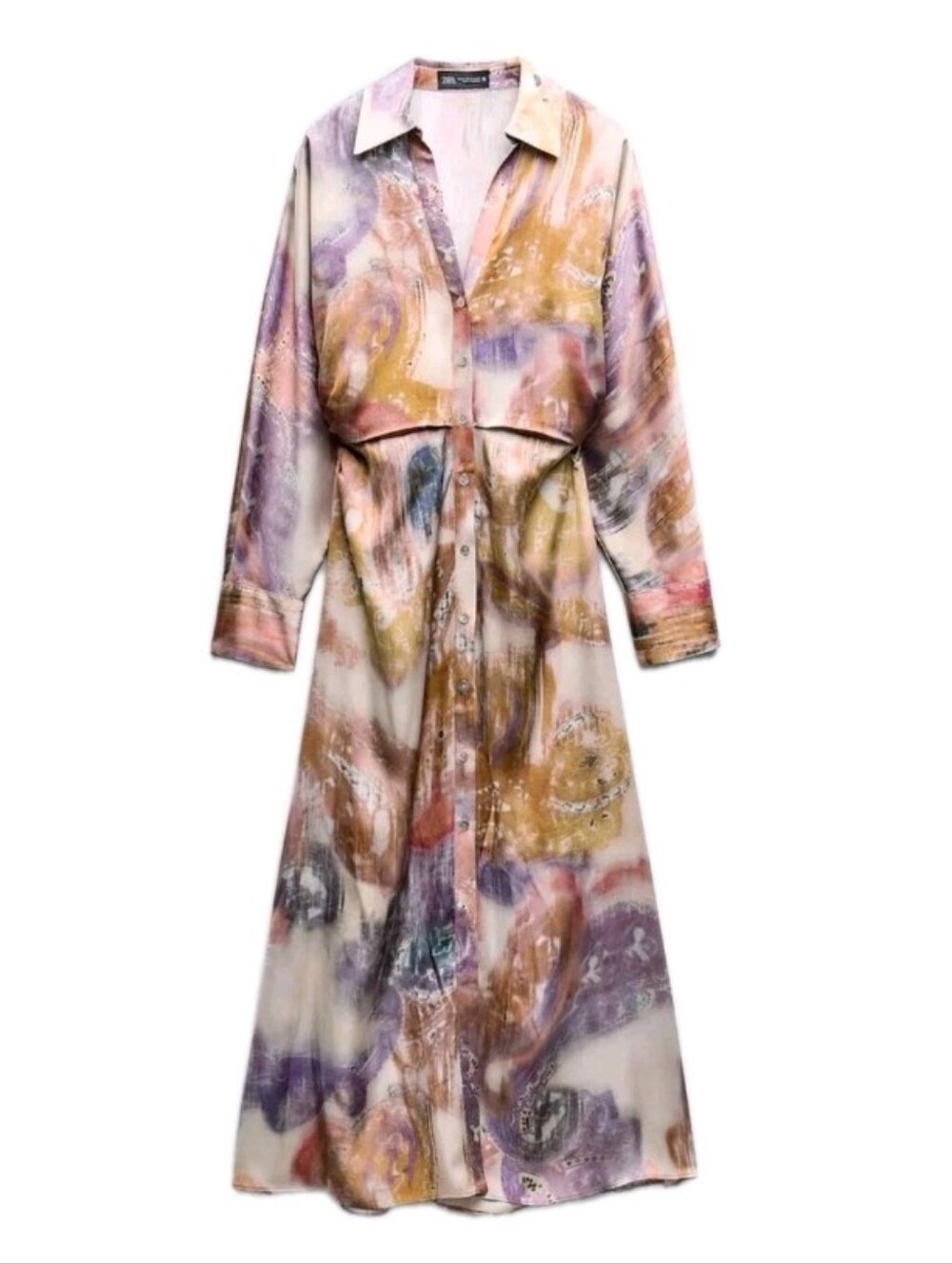 Zara Size Medium Print Long Sleeve Midi Dress